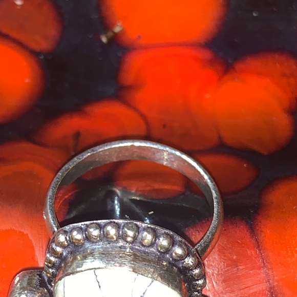 Beautiful black onyx with white turquoise sterling silver - Picture 8 of 9